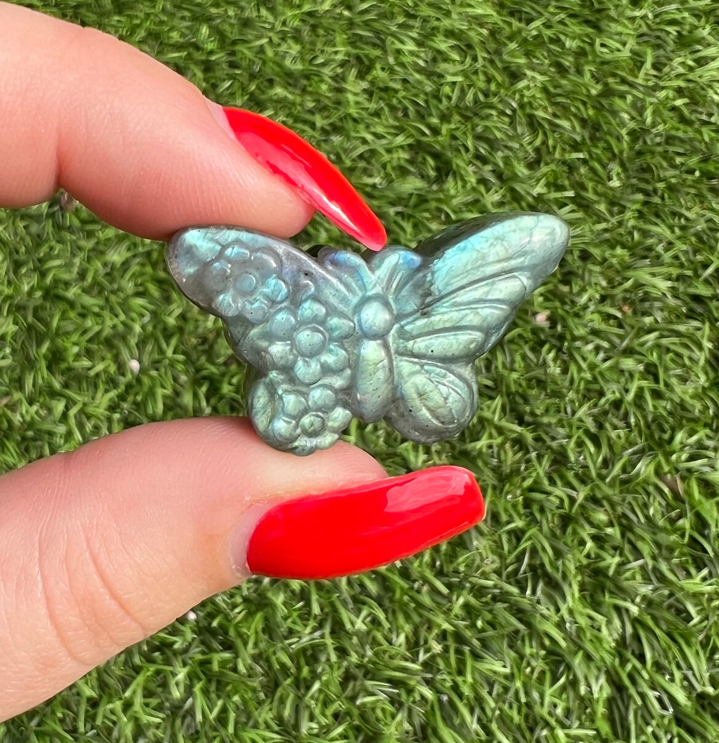 Labradorite butterfly carvings