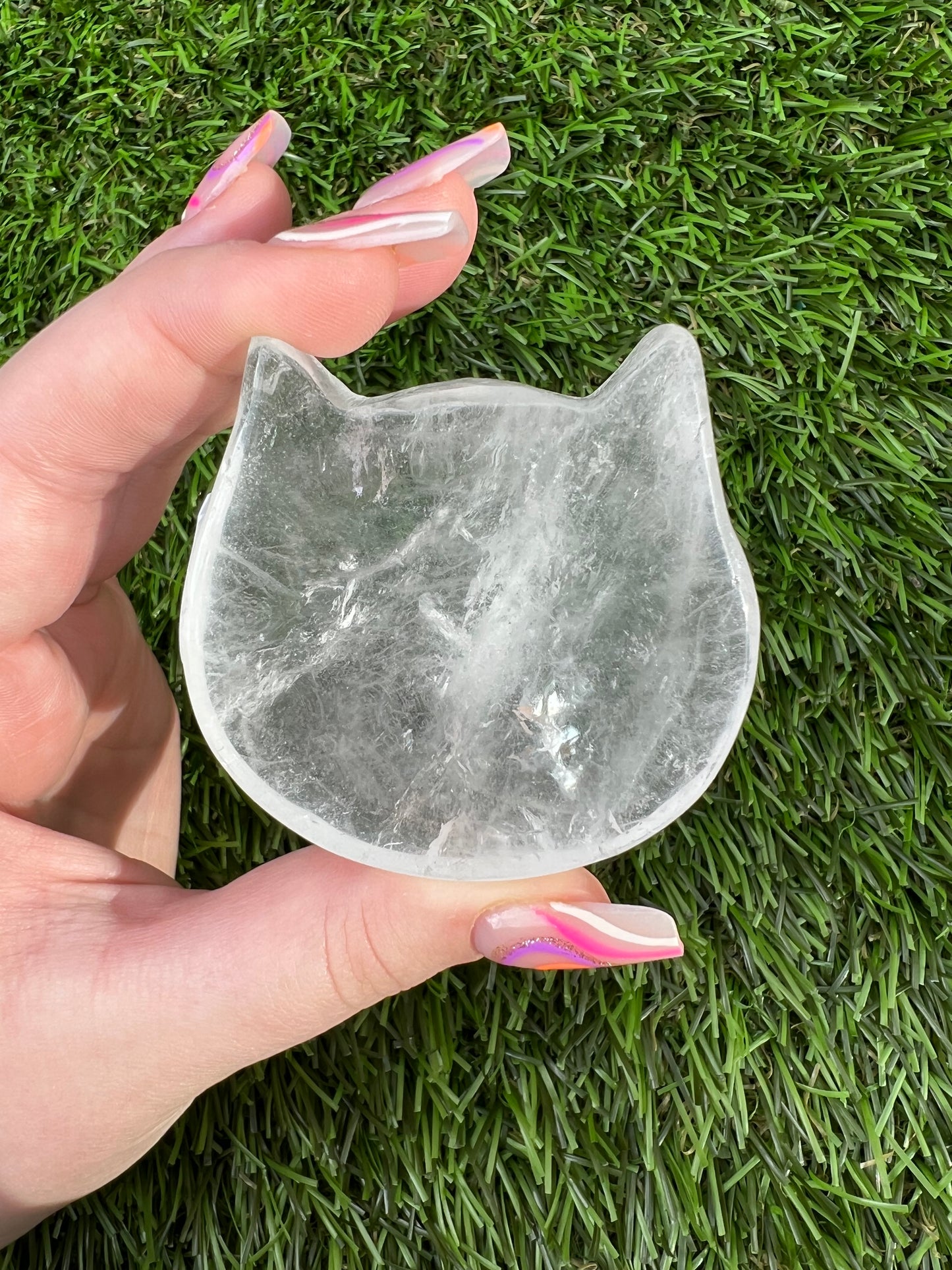 Clear quartz cat bowls
