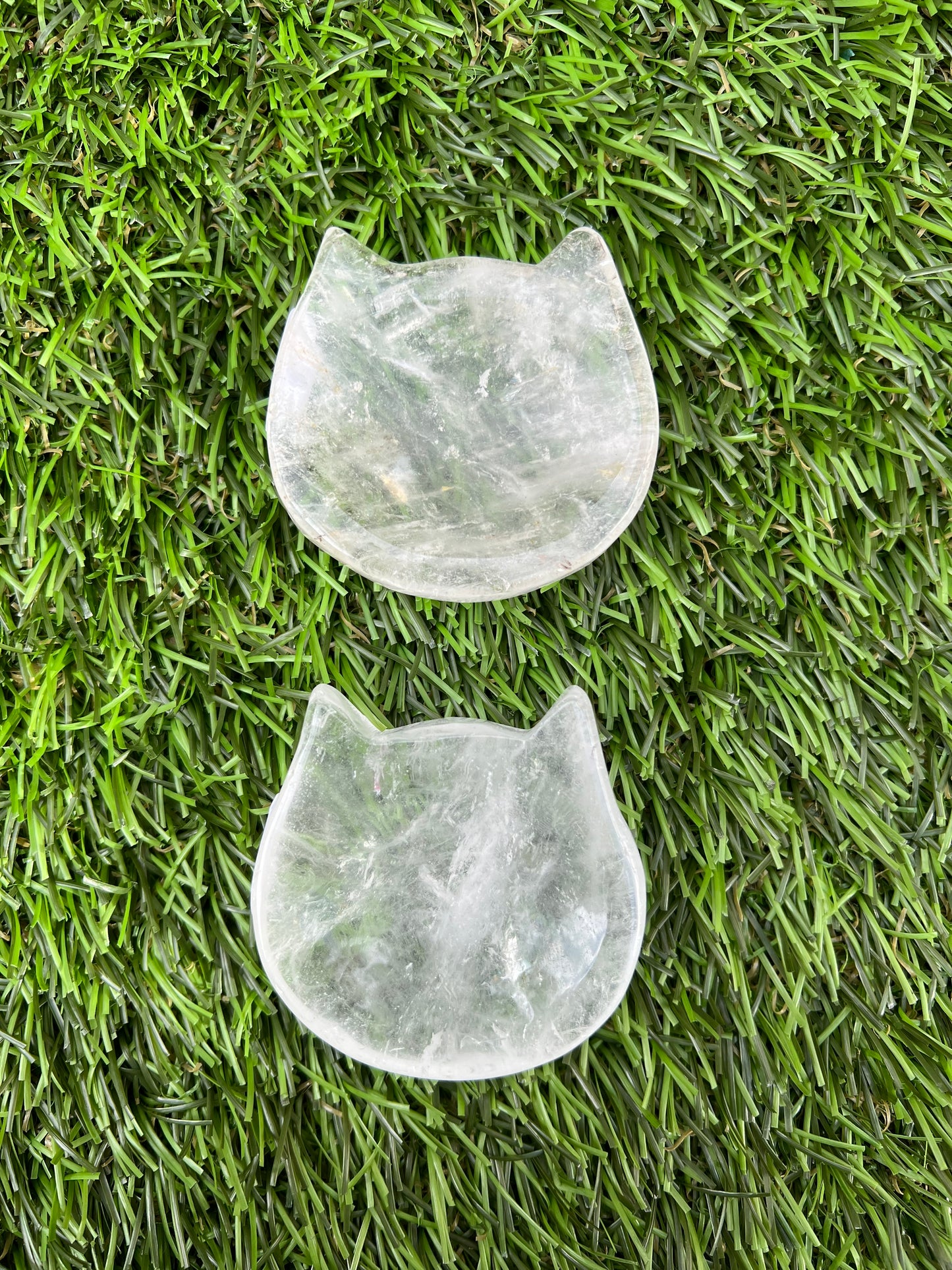 Clear quartz cat bowls