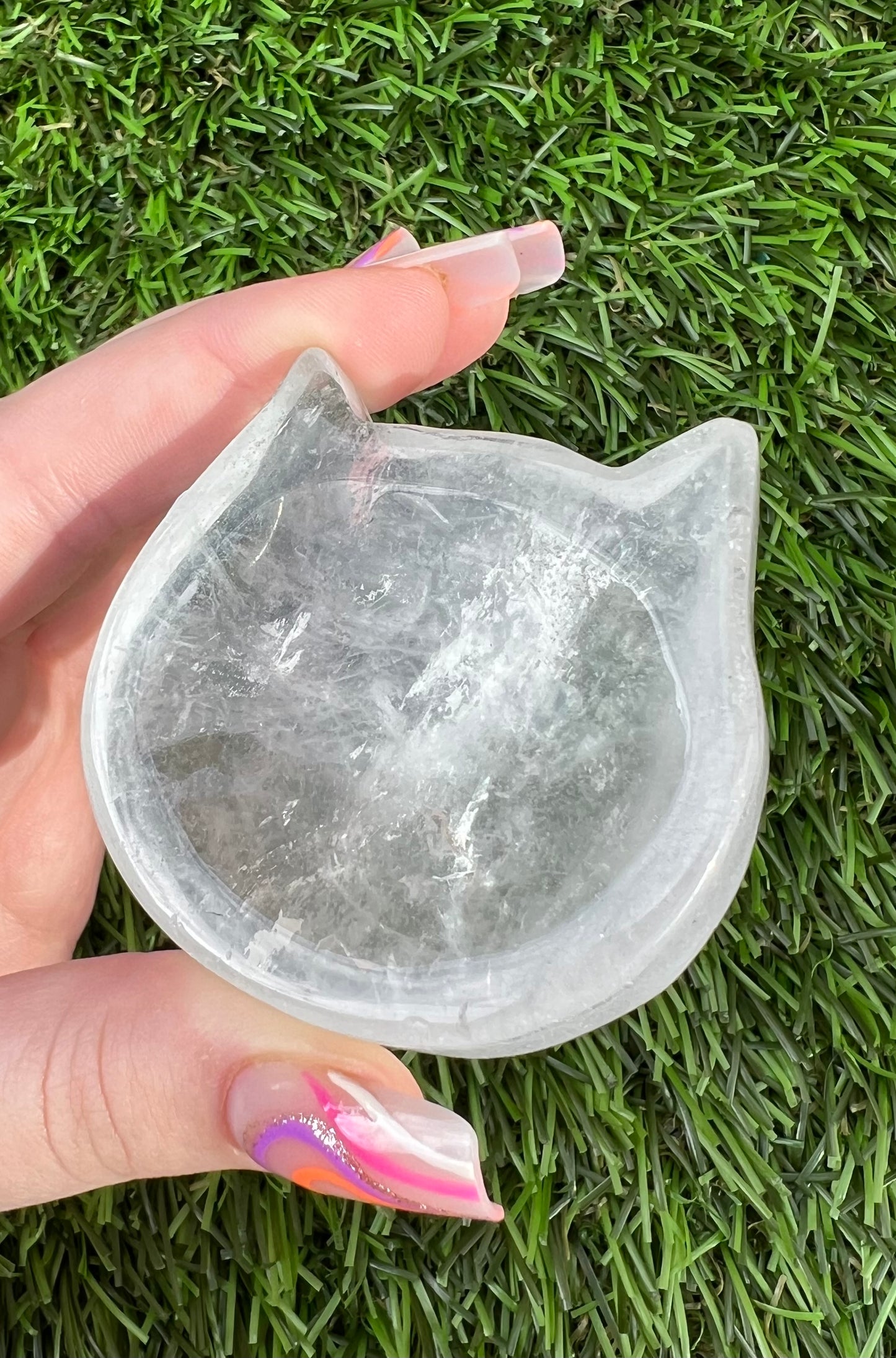 Clear quartz cat bowls
