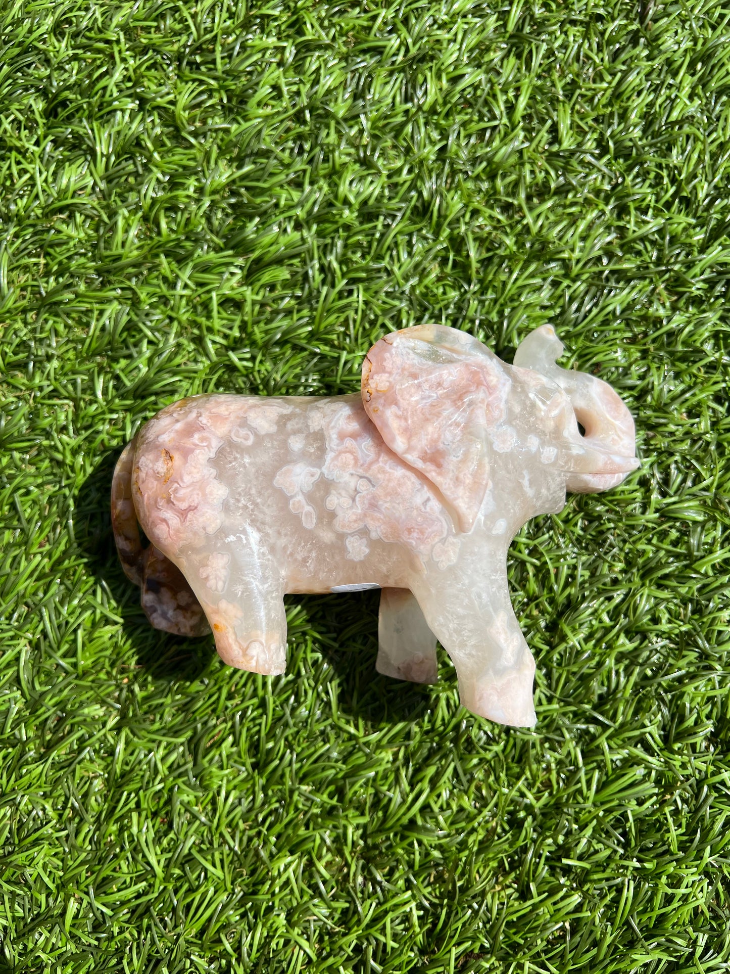 Pink amethyst, flower agate and golden healer elephant