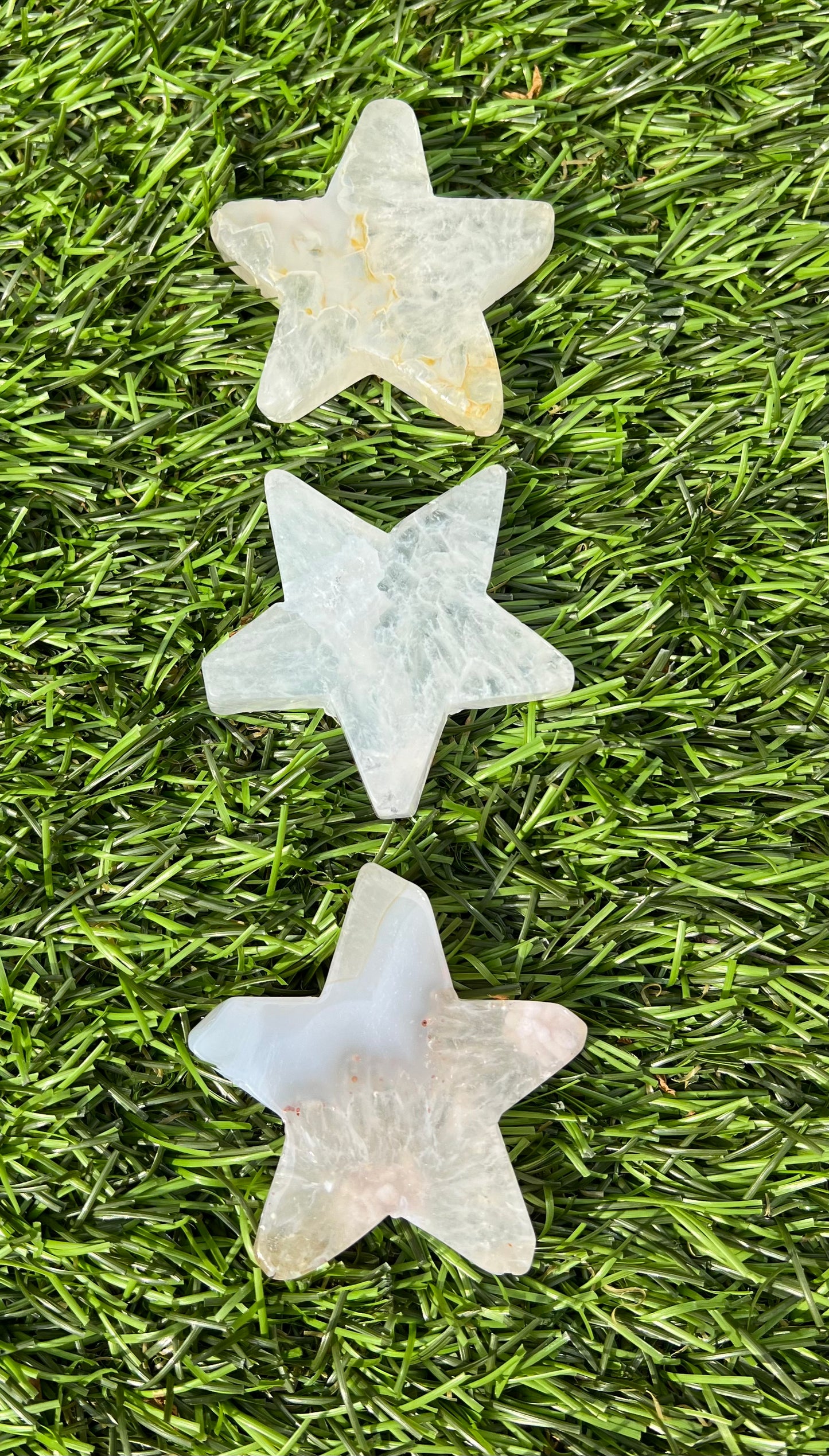Flower agate and quartz stars