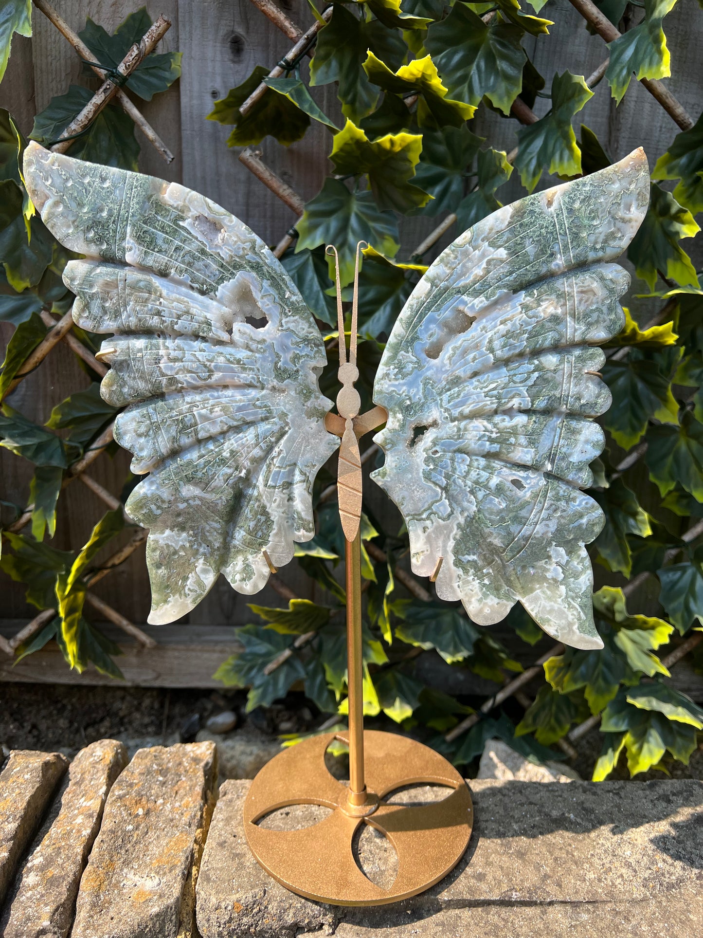 Blue/ green Moss Agate butterfly