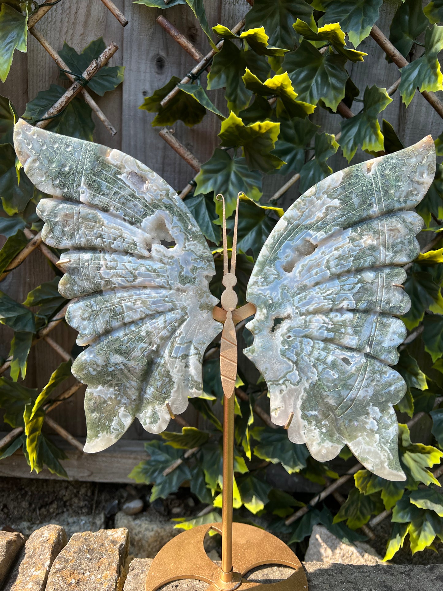 Blue/ green Moss Agate butterfly