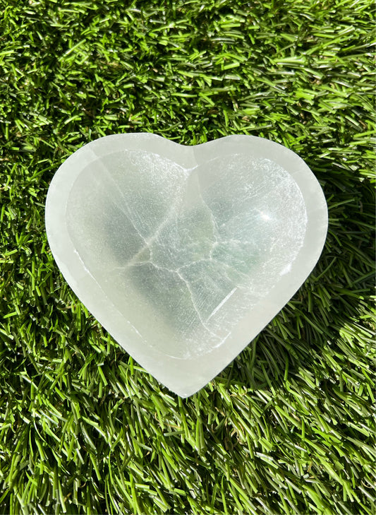 Selenite heart bowl