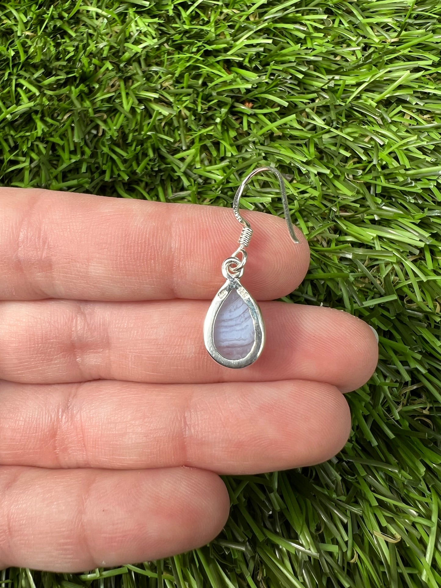 Blue lace agate earring (sterling silver)