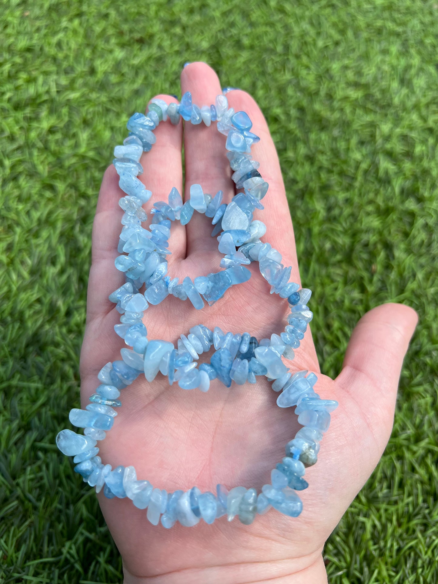 Aquamarine chip bracelet