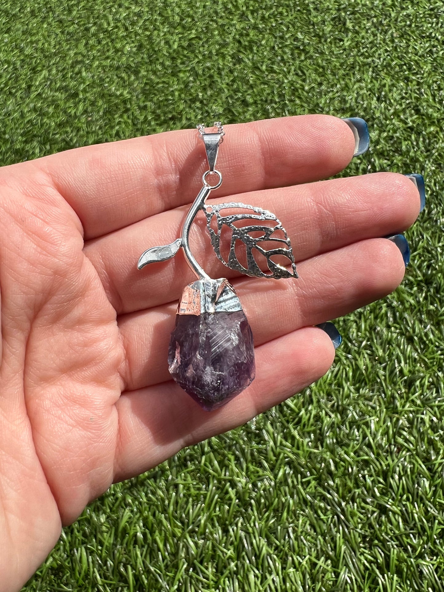 Amethyst fruit 925 silver necklace