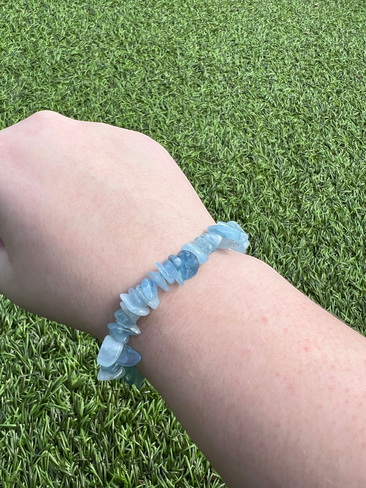 Aquamarine chip bracelet